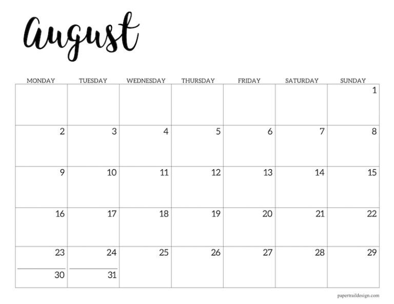 Free Printable 2021 Calendar - Monday Start | Paper Trail-Ecxel Full 2021 Calendar Monday