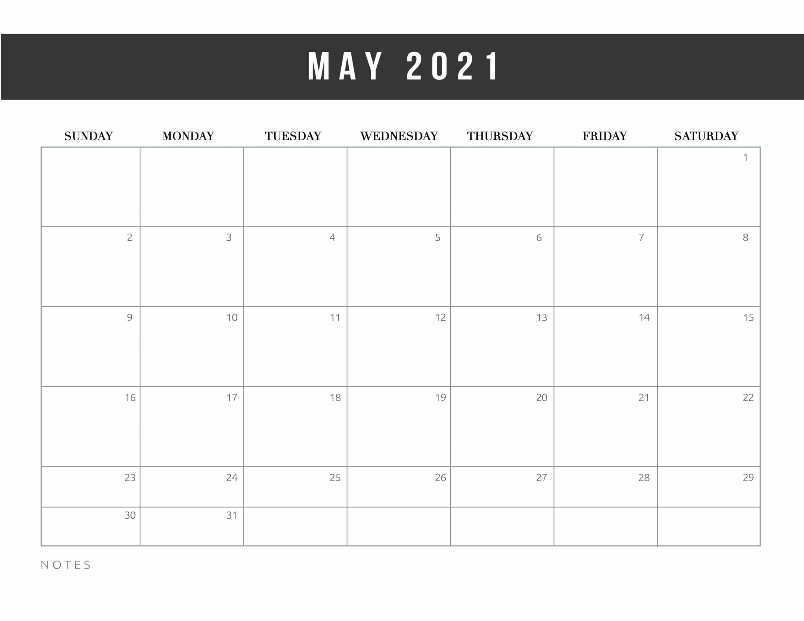 Free Printable 2021 Calendar Template - World Of Printables-Free Monthly 5 Day Schedules For 2021