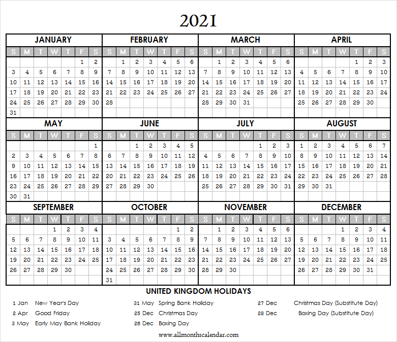 Free Printable 2021 Calendar Uk A4 - Cute 2021 Calendar-2021 Calendar With Holidays Uk