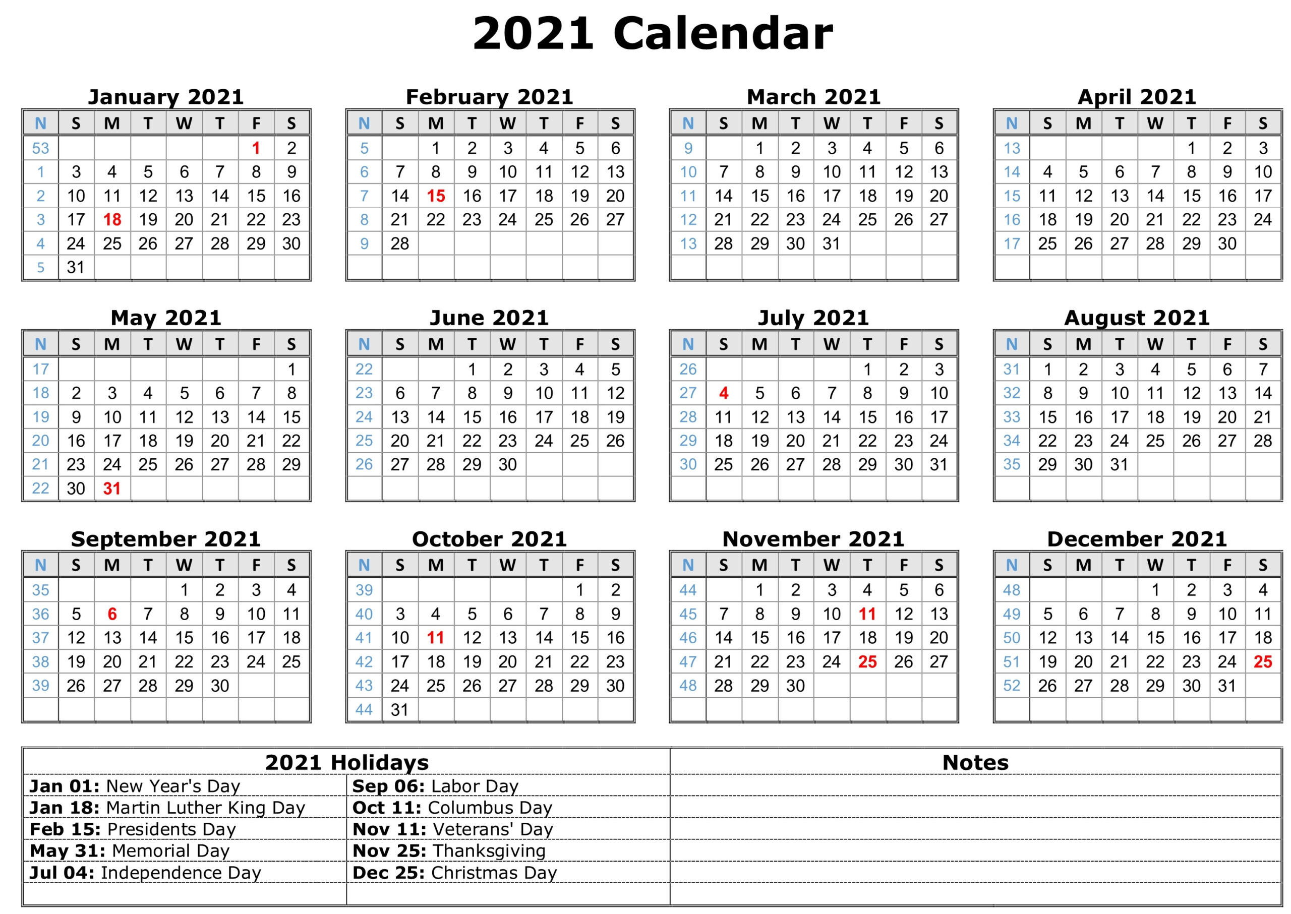 Free Printable 2021 Monthly Calendar With Holidays Word-Free Online Printable 2021 Calendar 12 Month