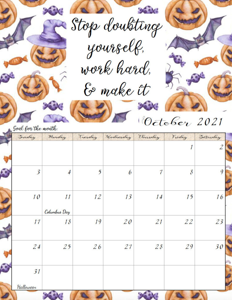 Free Printable 2021 Monthly Motivational Calendars-Fillable Calendar 2021 Free Printable