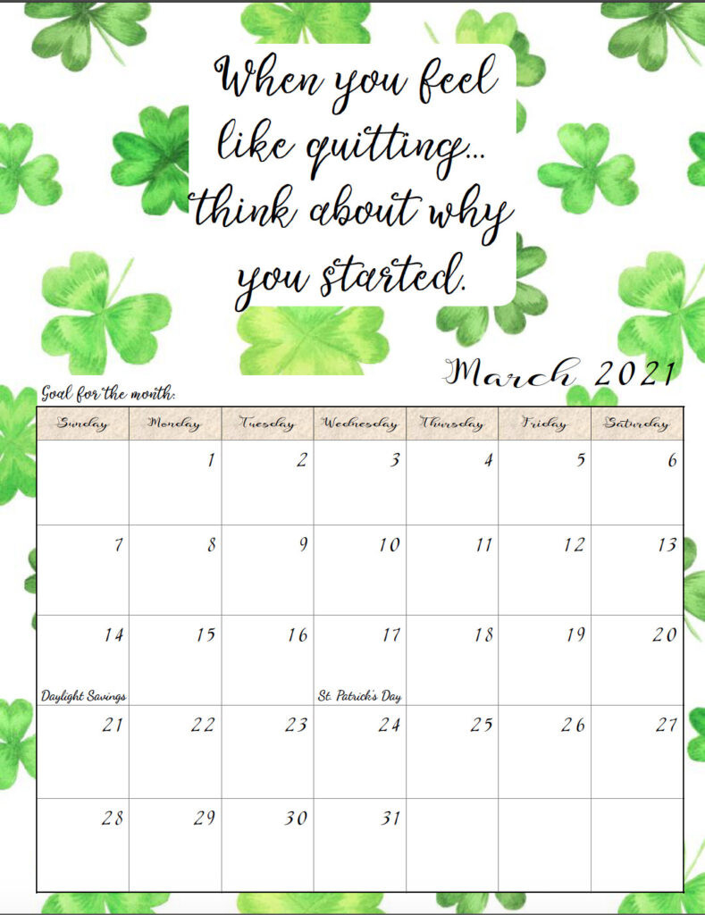 Free Printable 2021 Monthly Motivational Calendars-Fillable Calendar 2021 Free Printable