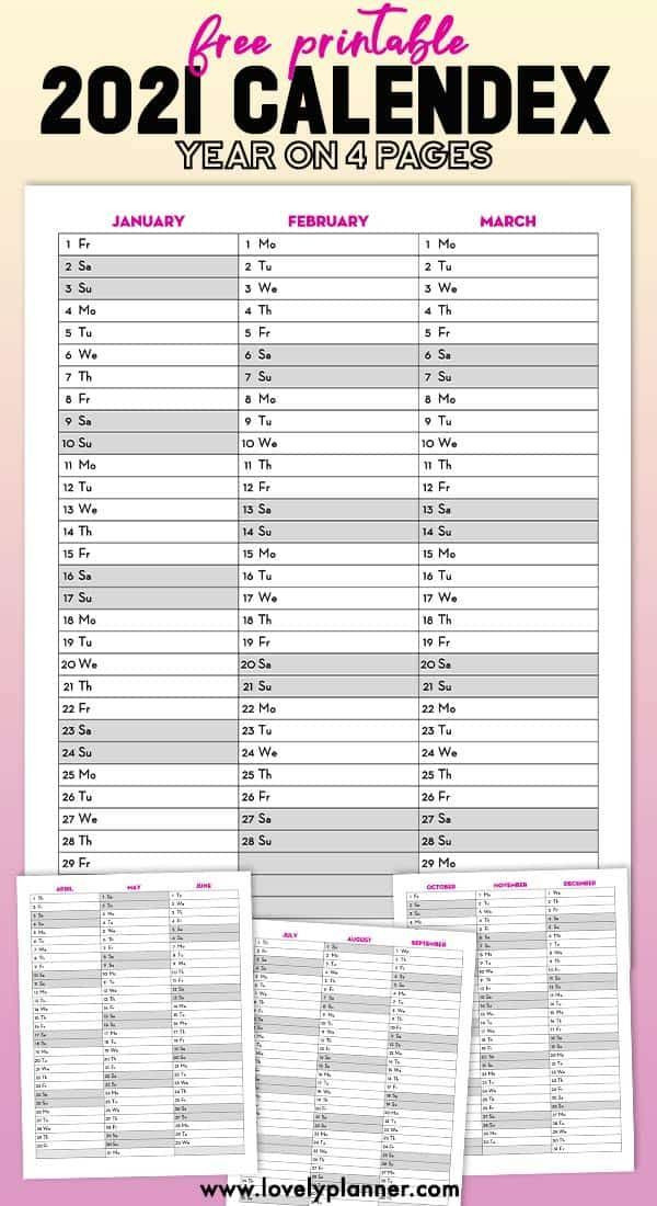 Free Printable 2021 Quarterly Calendar / 2021 Calendex-Free Printable Bill Calendar 2021