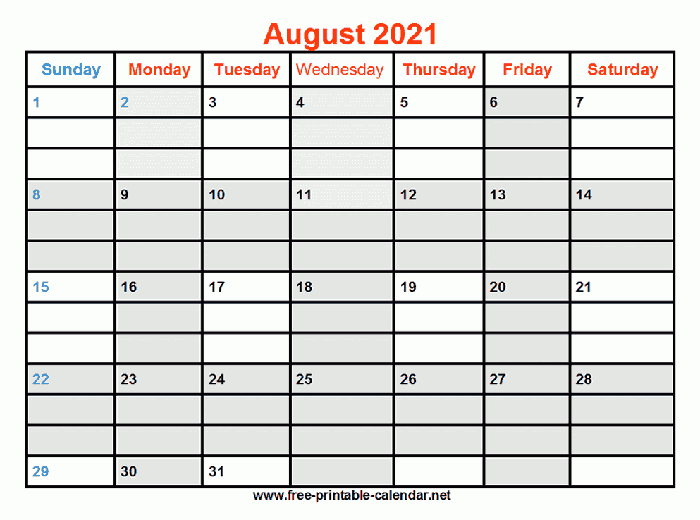 Free Printable August 2021 Calendar-Free Printable Calendar For August --December 2021