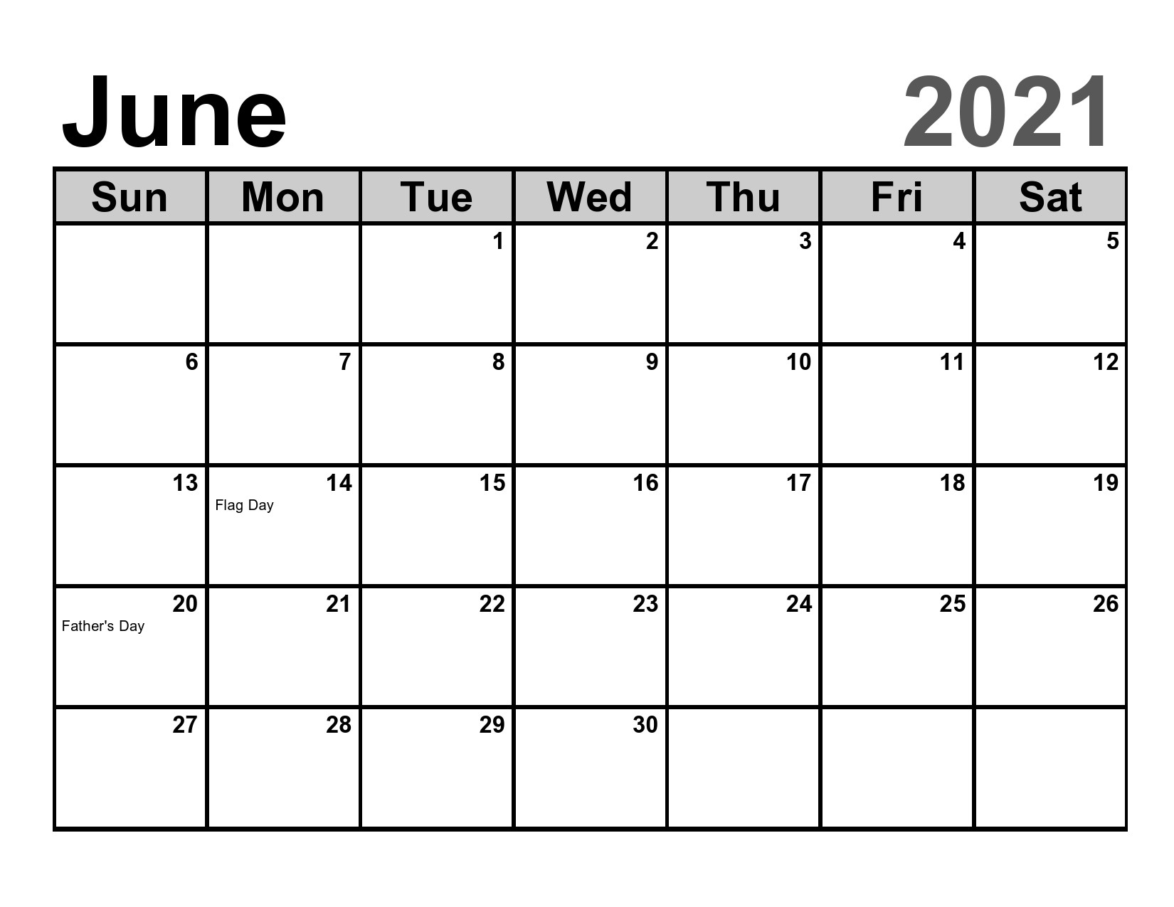 Free Printable Blank June 2021 Calendars Download-Blank June Monthly Calendar Printable 2021 8X10