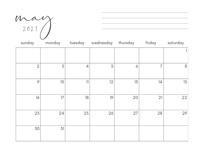 Free Printable Calendar (2021) - Easy To Download + Print-Due Date Of August 01 2021 Weekly Calendar