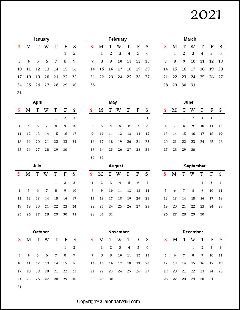Free Printable Calendar 2021 Templates [Pdf, Word]-Free Printable Calendar 2021 In 4X6