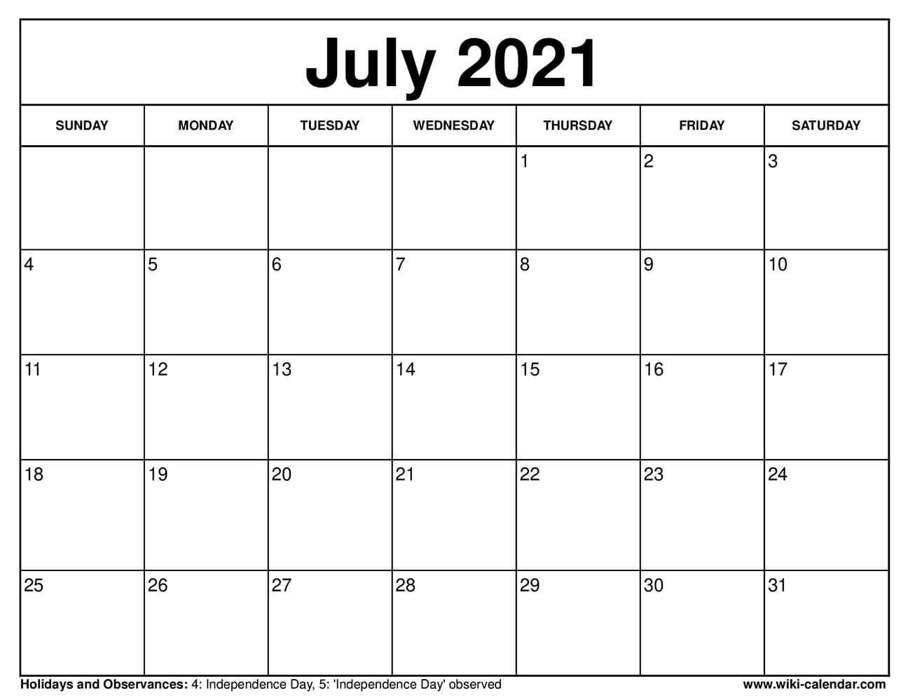 Free Printable July 2021 Calendars-National Food Holidays 2021 Printable