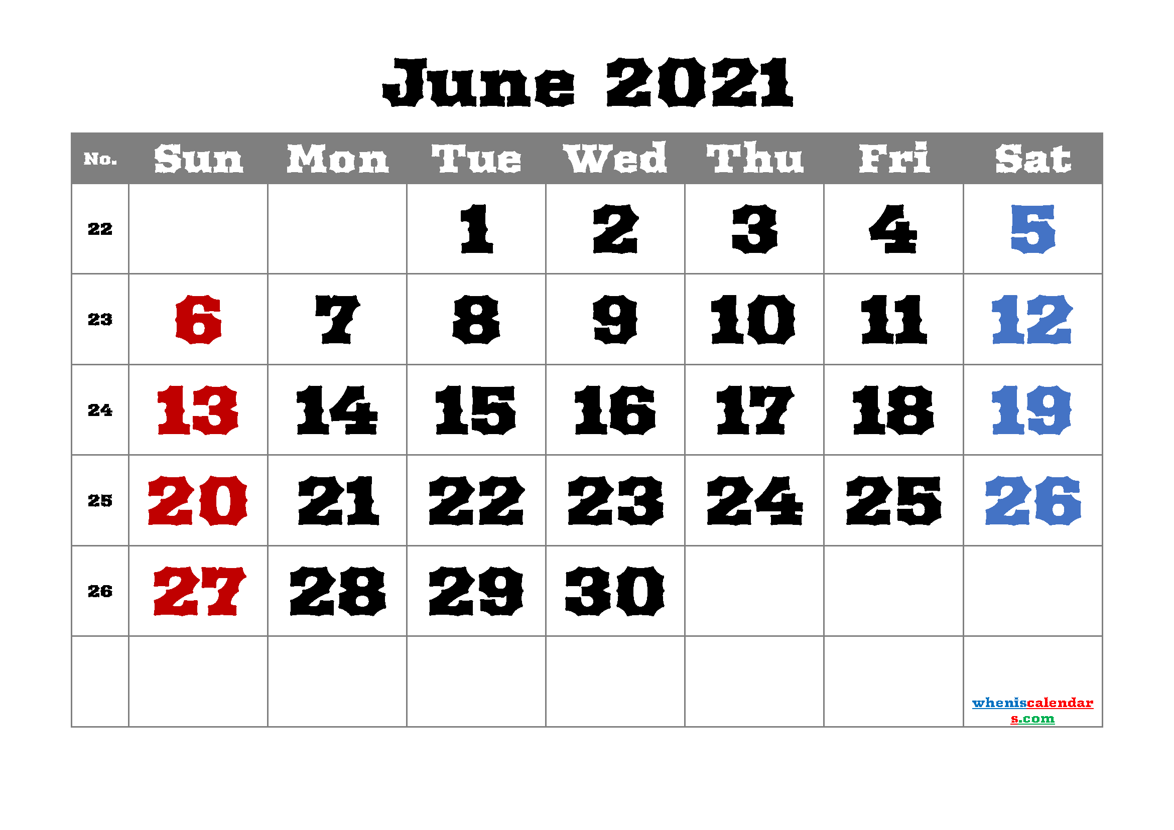 Free Printable June 2021 Calendar-Printable Calendar June -October 2021