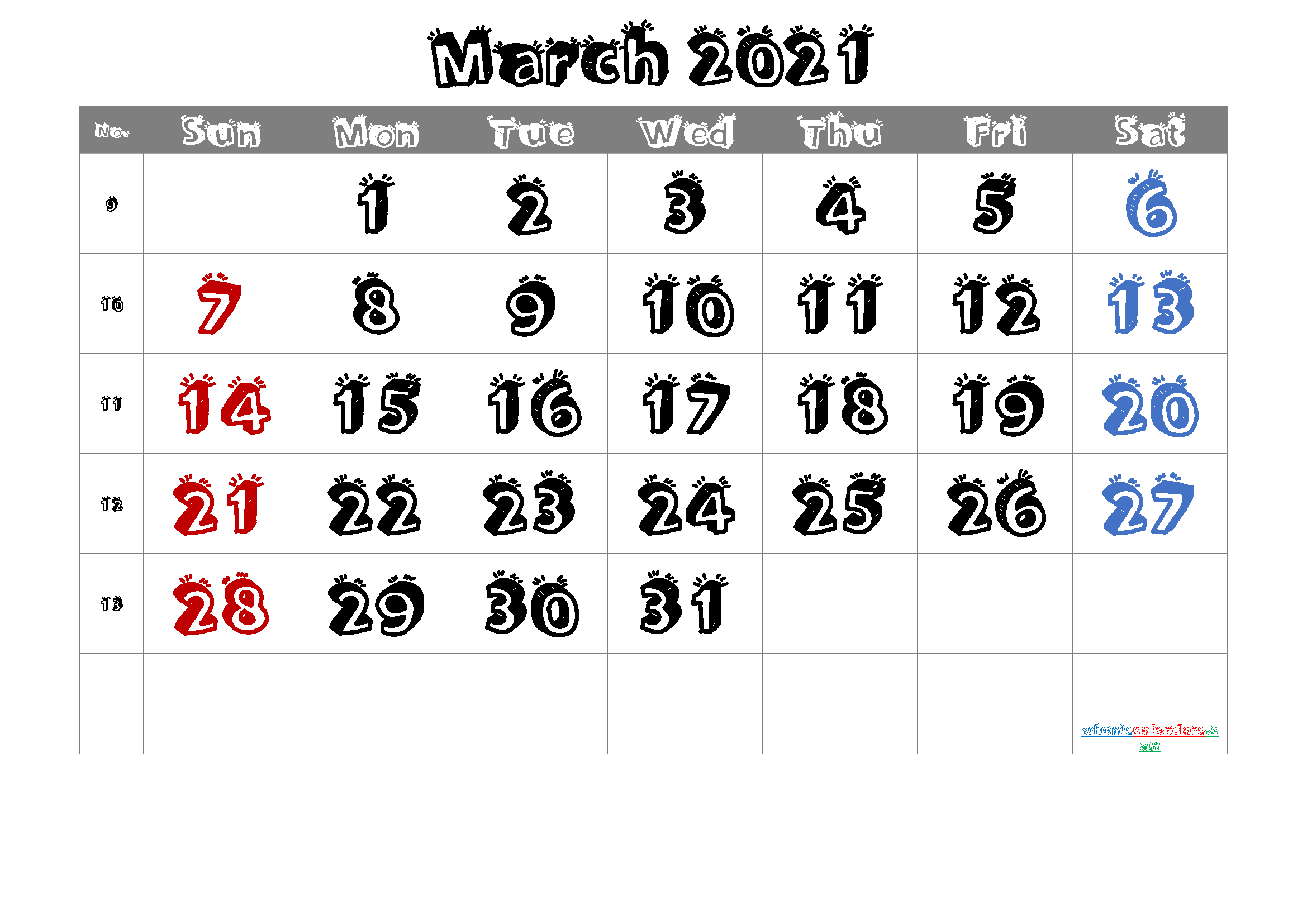 Free Printable March 2021 Calendar (Premium)-March 2021 Calendar