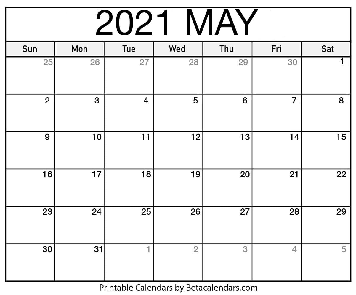 Free Printable May 2021 Calendar-Printable Calendars By Beta Calendars 2021