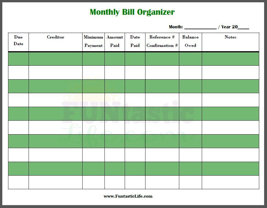 Free Printable Monthly Bill Organizer | Bill Organization-2021 Monthly Bill Payment Calendar