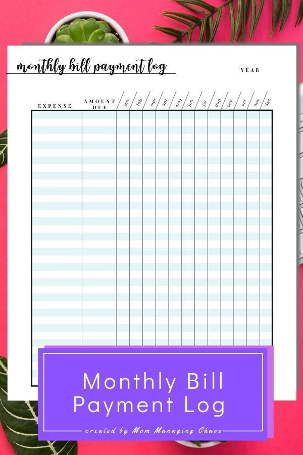 Free Printable Monthly Bill Payment Log | A Bills To Pay-Free Monthly Bill Pay Checklist For 2021