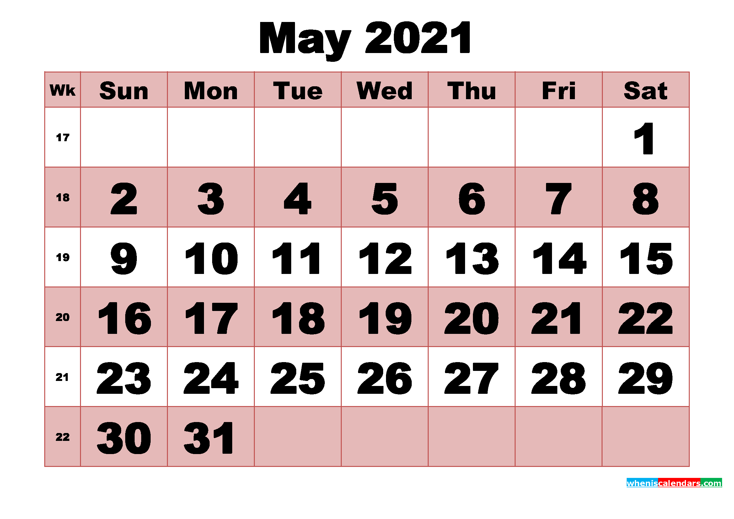 Free Printable Monthly Calendar May 2021-Free Printable Calendars 2021 Monthly With Bills