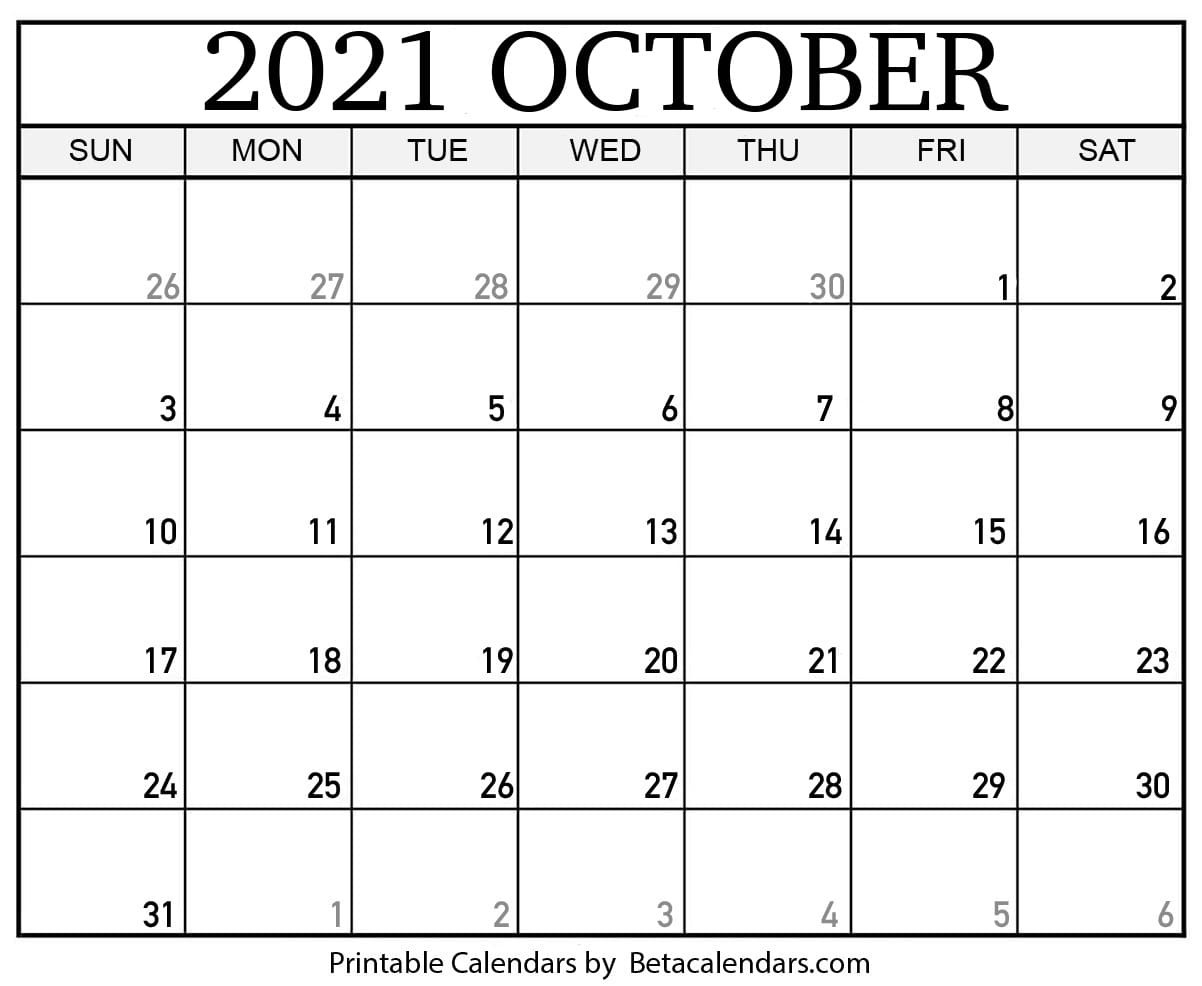 Free Printable October 2021 Calendar-Calendar 2021 October