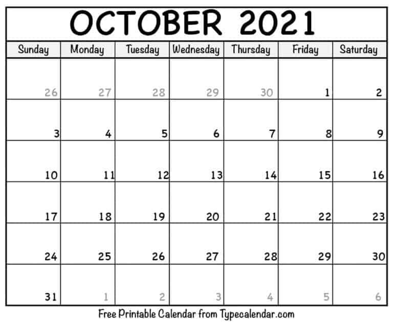 Free Printable October 2021 Calendars-Monyj Yp Page 2021 Calendar Print