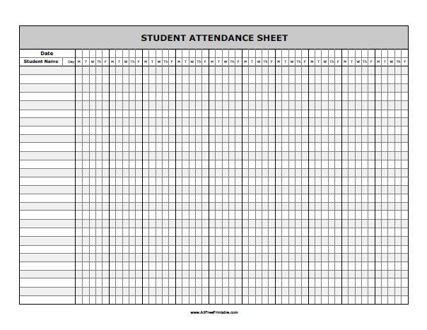 Free 2021 Attendance Templates Calendar Template Printable