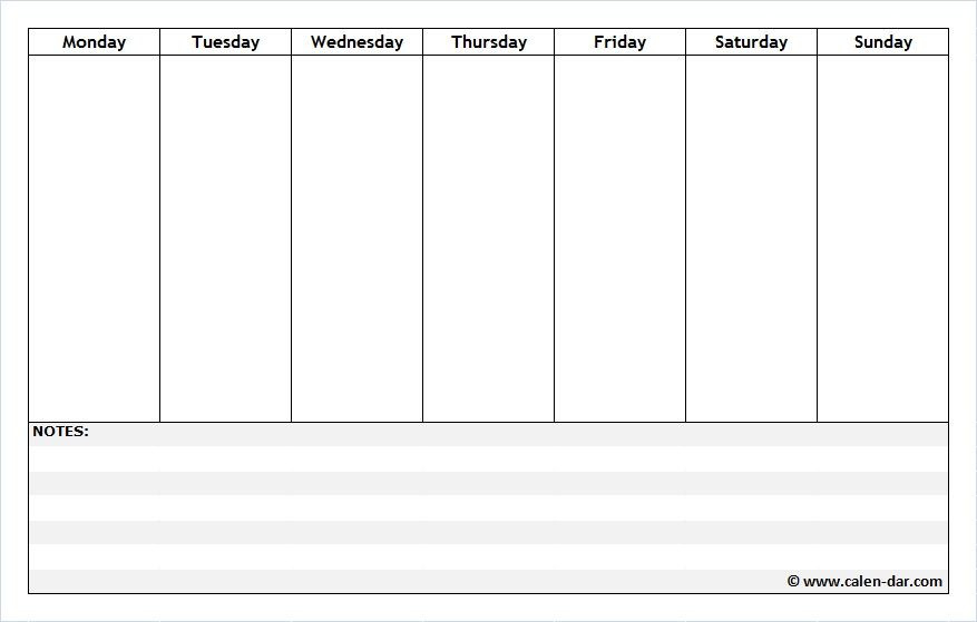 Free Printable Weekly Schedule Planner With Notes | Weekly-Sunday-Saturday Monthly Calendar Template