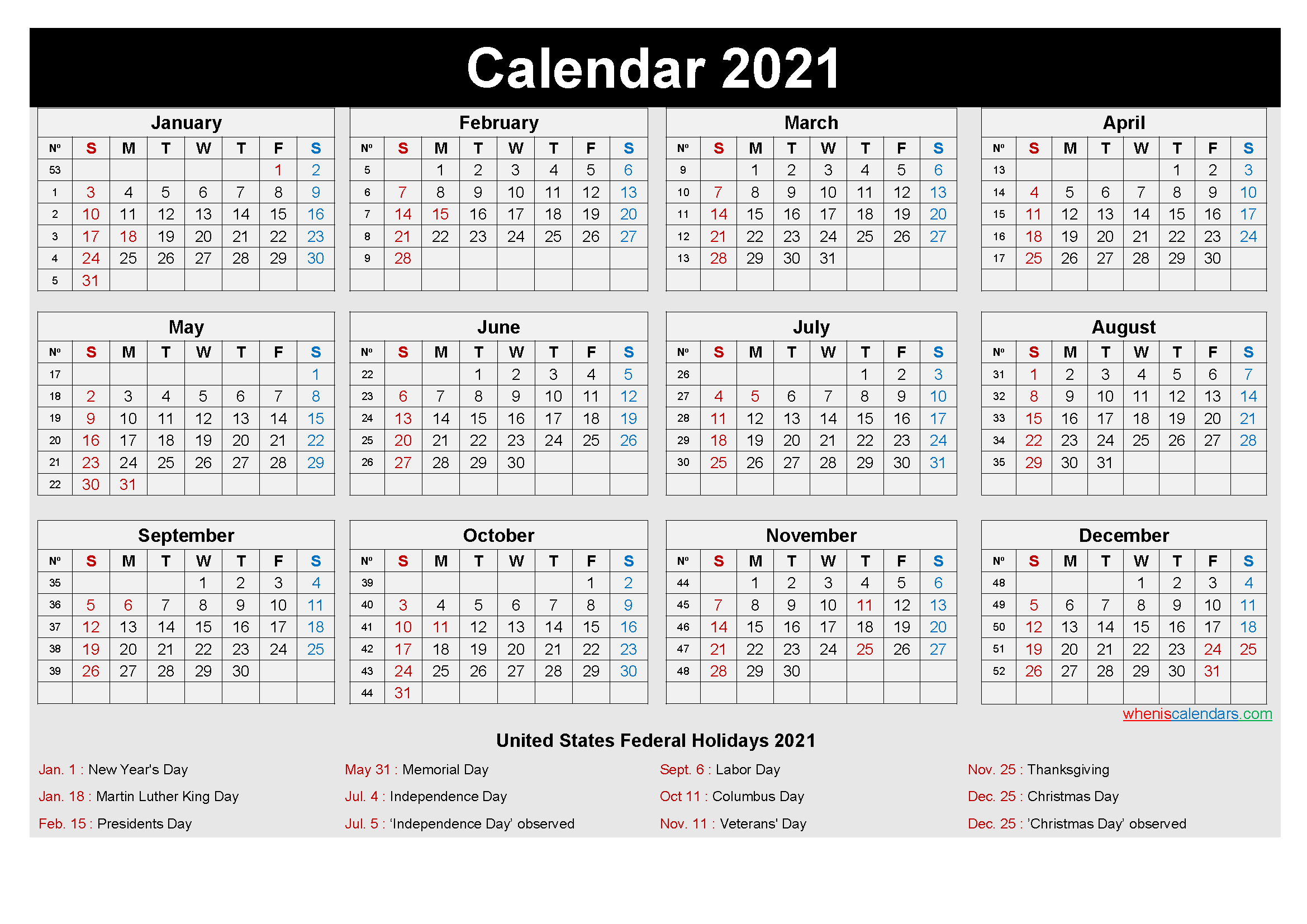 Free Printable Yearly 2021 Calendar With Holidays As Word, Pdf-2021 2021 Yearly Calendar Printable Free Pdf