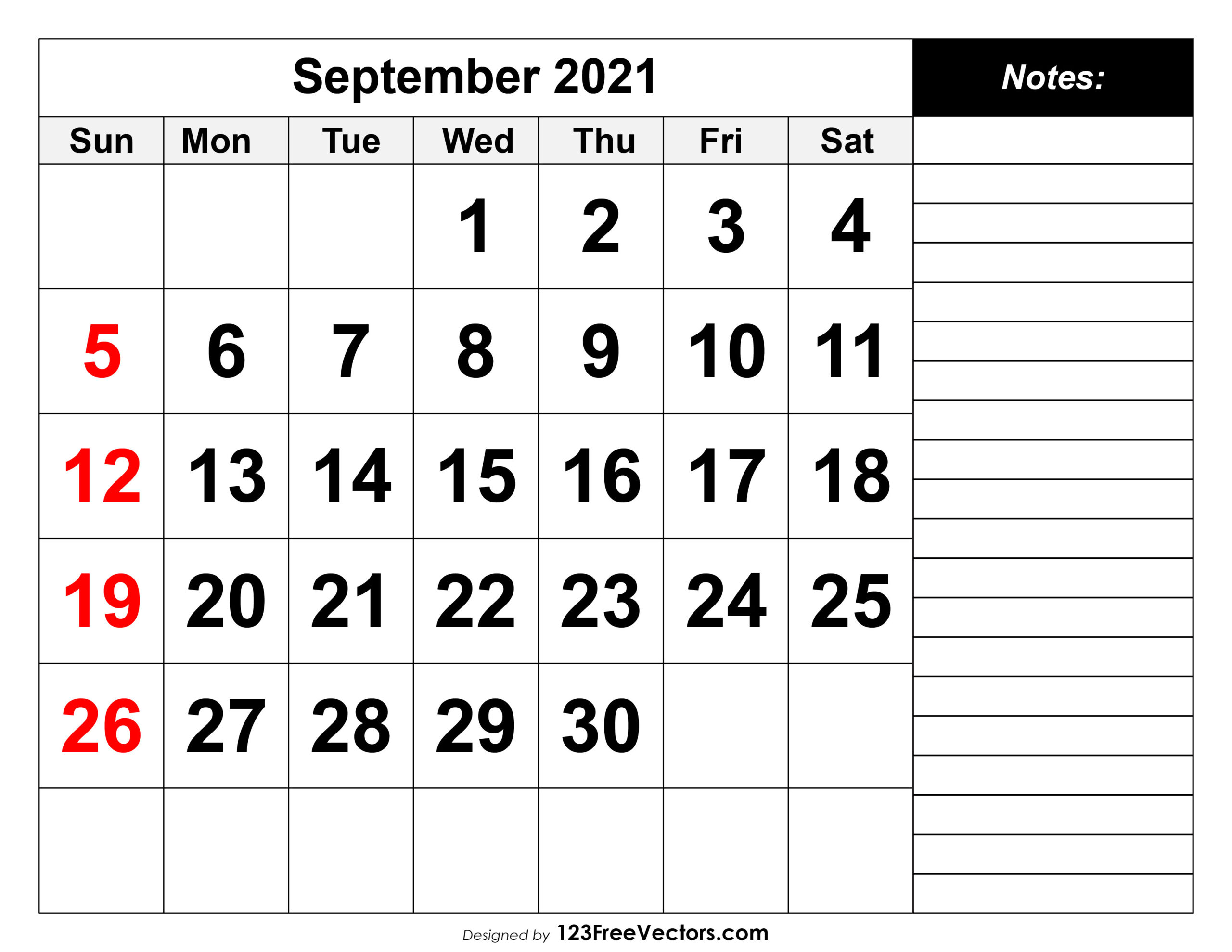 Free September 2021 Printable Calendar-Free Printable Calendar 2021 September