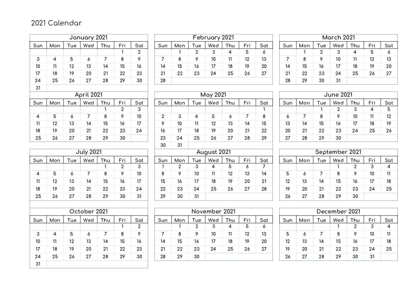 Free Yearly 2021 Calendar Printable Templates - Calendar Edu-Calendar 2021 Template Word