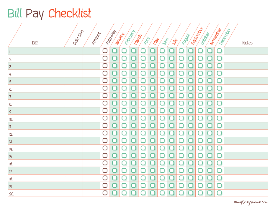 Free+Printable+Monthly+Bill+Payment+Checklist | Bill Pay-Free Monthly Bill Pay Checklist For 2021