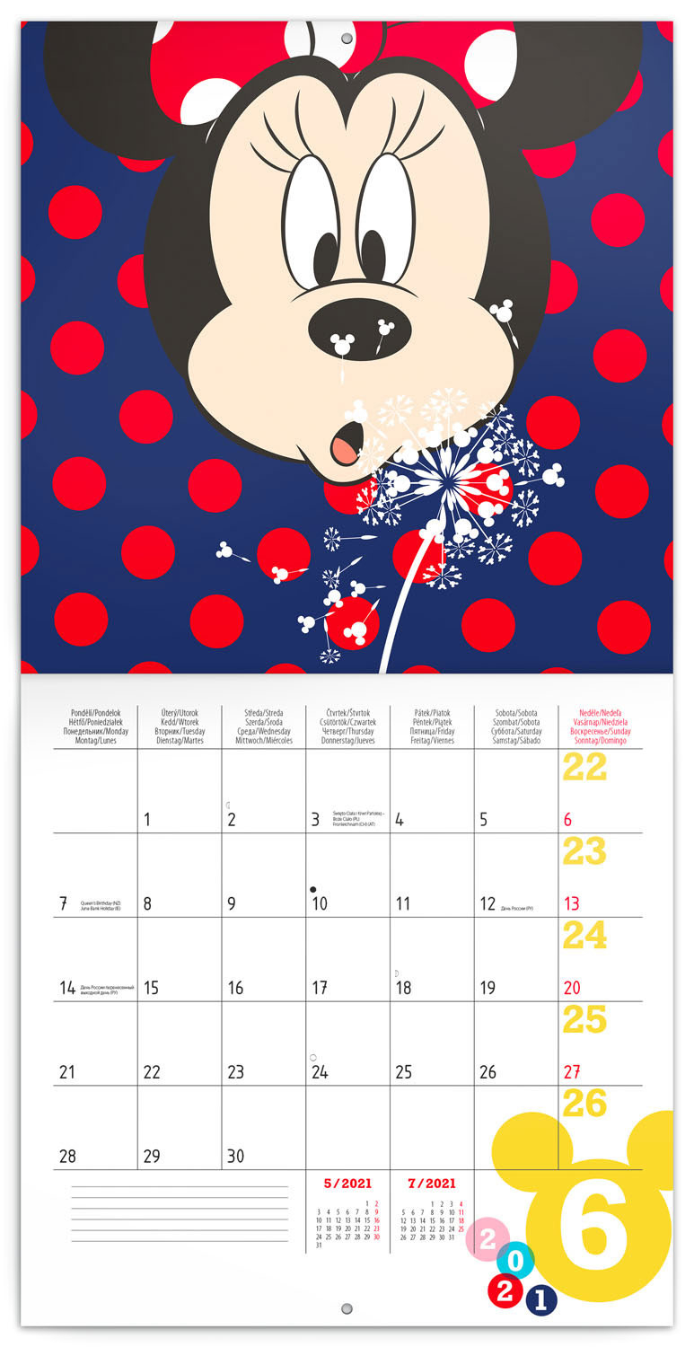 Grid Calendar Minnie 2021, Diy: 50 Stickers, 30 × 30 Cm-Mickey Mouse Calendar May 2021