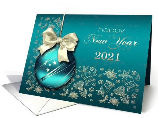 Happy New Year 2021. Christmas Ornament Design Card-Mercantile Holiday 2021