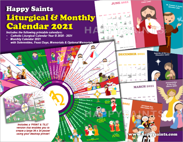 Happy Saints: Happy Saints Liturgical Calendar-Catholic Church Calendar For 2021