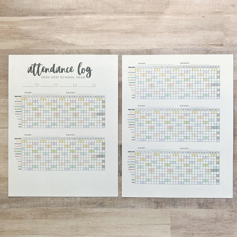 Homeschool Attendance Log 2020-2021 For Coiled Erin-2021 Attendance Calendar