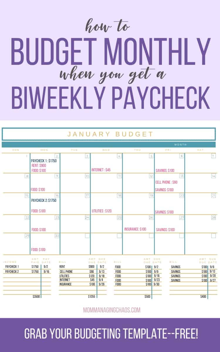 How To Budget Biweekly Pay With Monthly Bills In 2021-Biweekly Pay Chart For 2021