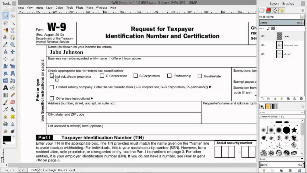 How To Electronically Fill Out A Pdf W9 Tax Form - Youtube-Free W 9 Form 2021 Printable Form