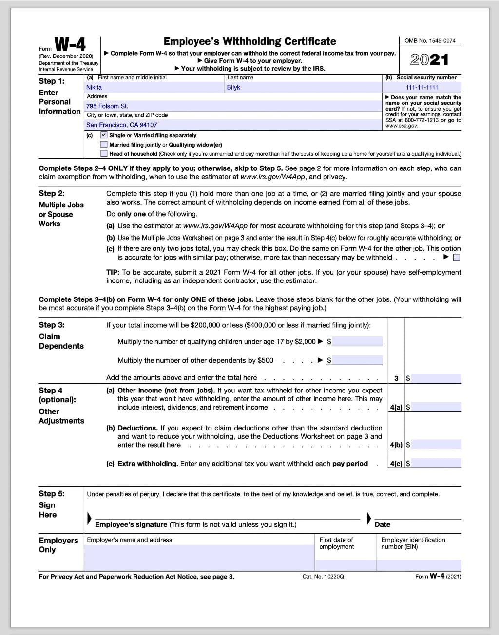 How To Fill Out 2020-2021 Irs Form W-4 | Pdf Expert-Printable 2021 Vacation Forms