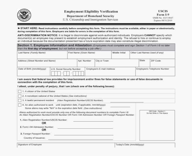 I 9 Verification Blank Printable I9 Form Free - I9 Form-Blank I9 Form 2021