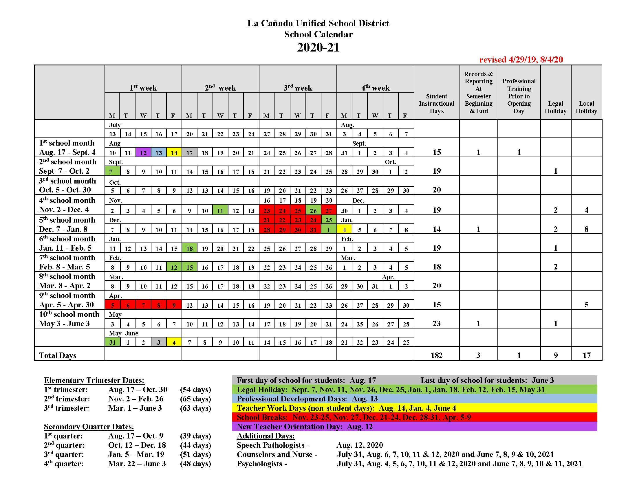 Instructional Days Calendars - Yearly Calendars - La-2021 Payday Working Days Calendar