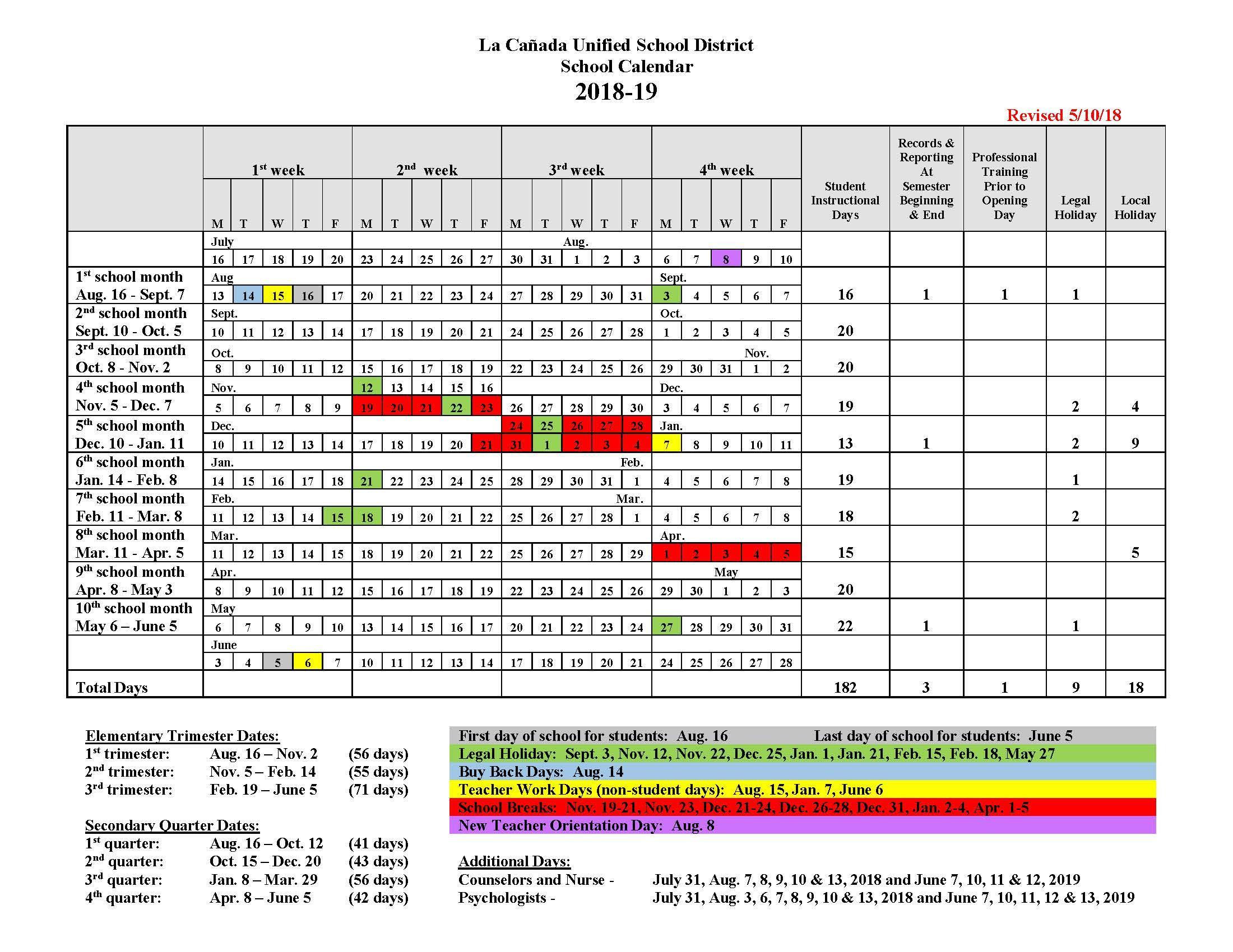 Instructional Days Calendars - Yearly Calendars - La-International School Vacation Dates 2021