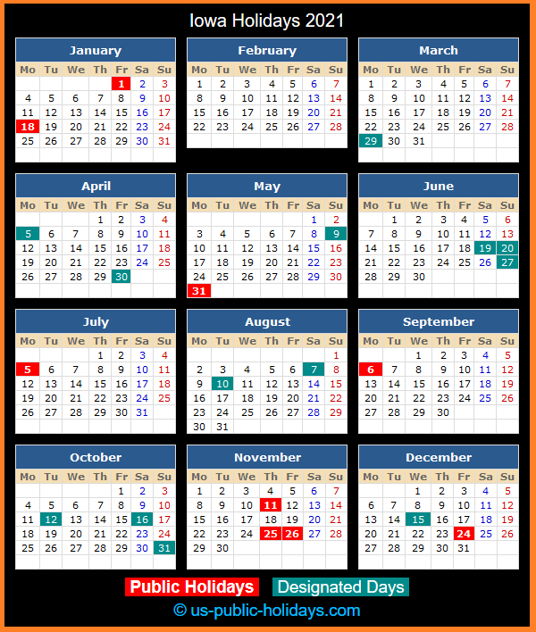 Iowa Holidays 2021-Calendar Of National Food Holidays 2021