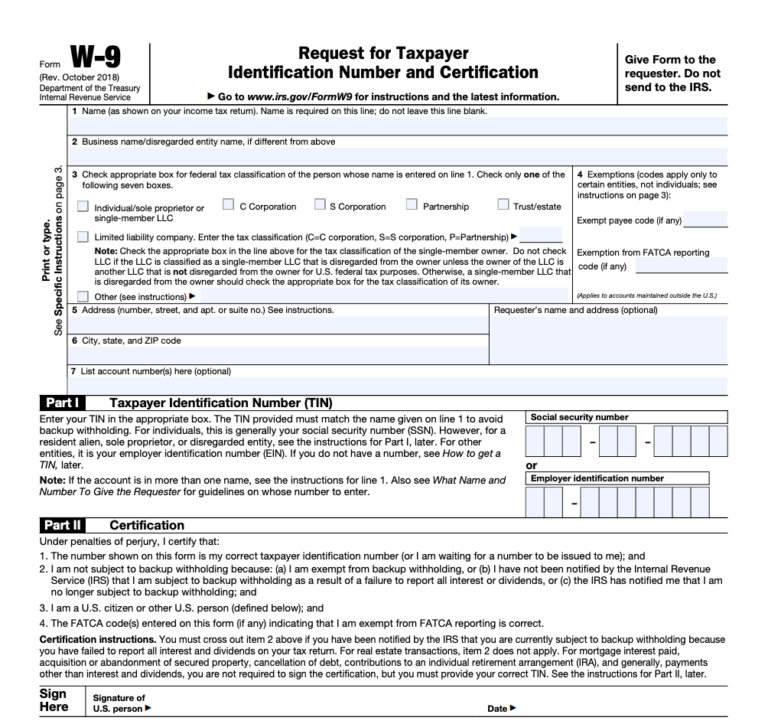 Irs Form W 9 2020 Fillable | W9 Form 2021 Printable-Irs W 9 Form Printable 2021