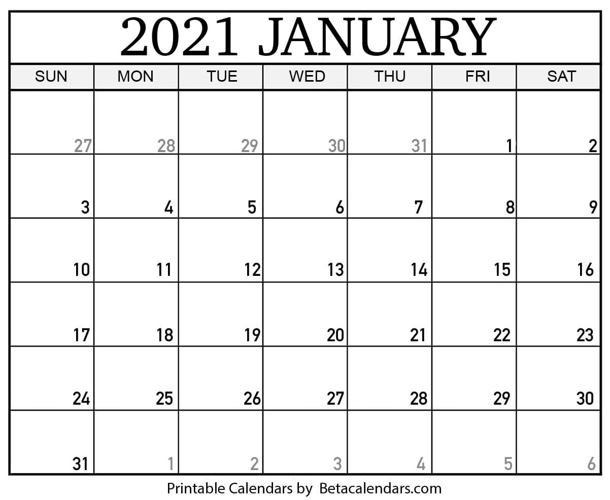 January 2021 Calendar | Blank Printable Monthly Calendars-Fill In Calendar Template 2021