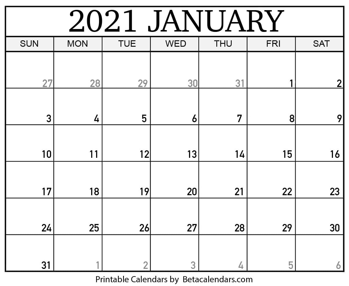 January 2021 Calendar | Blank Printable Monthly Calendars-Free Fill In Monthly Calendar 2021