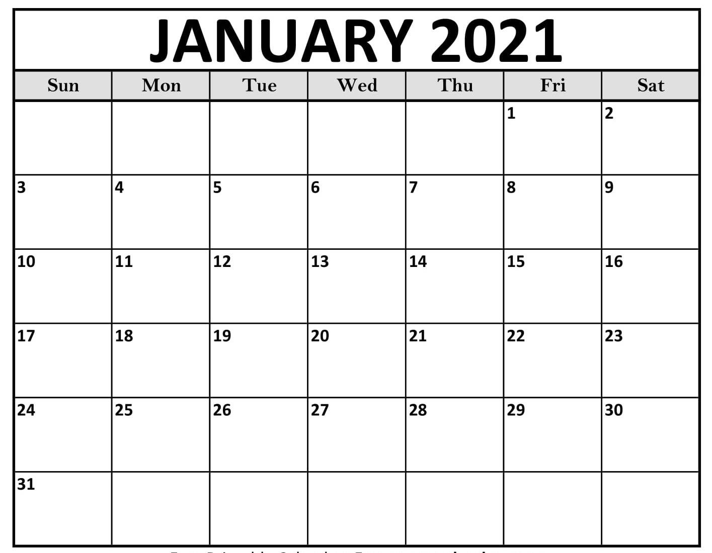 January 2021 Calendar Editable Free : January 2021-January 2021 Calendar