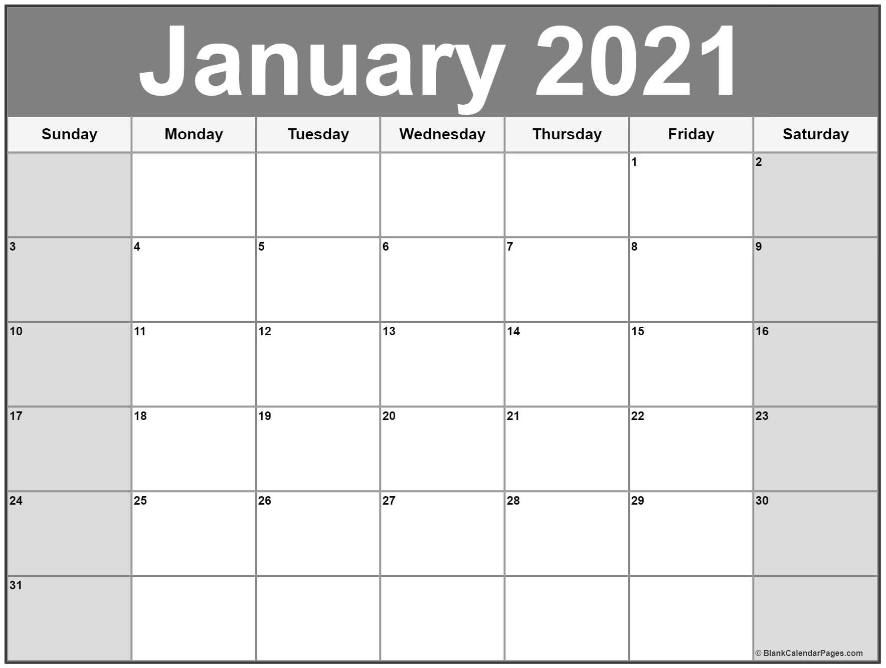 January 2021 Calendar | Free Printable Calendar Templates-Printable 2021 Monthly Calendar 2 Pages