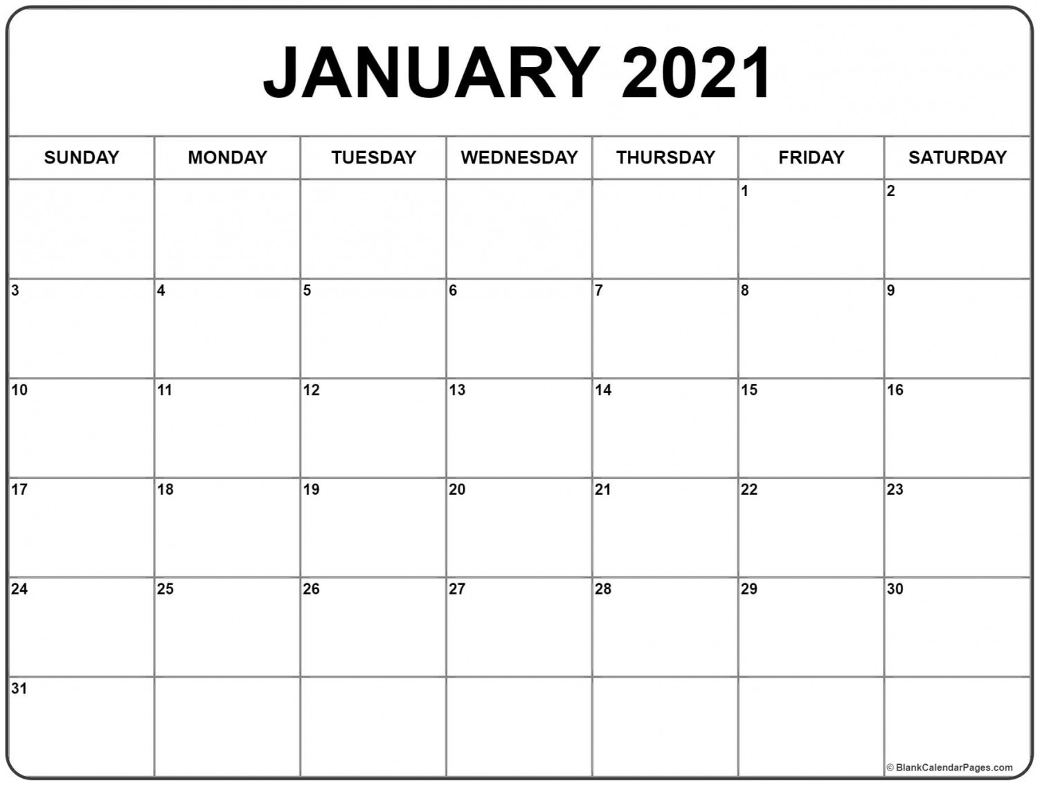 January 2021 Calendar Printable | Free Letter Templates-Free Printable Monthly Calendar January 2021
