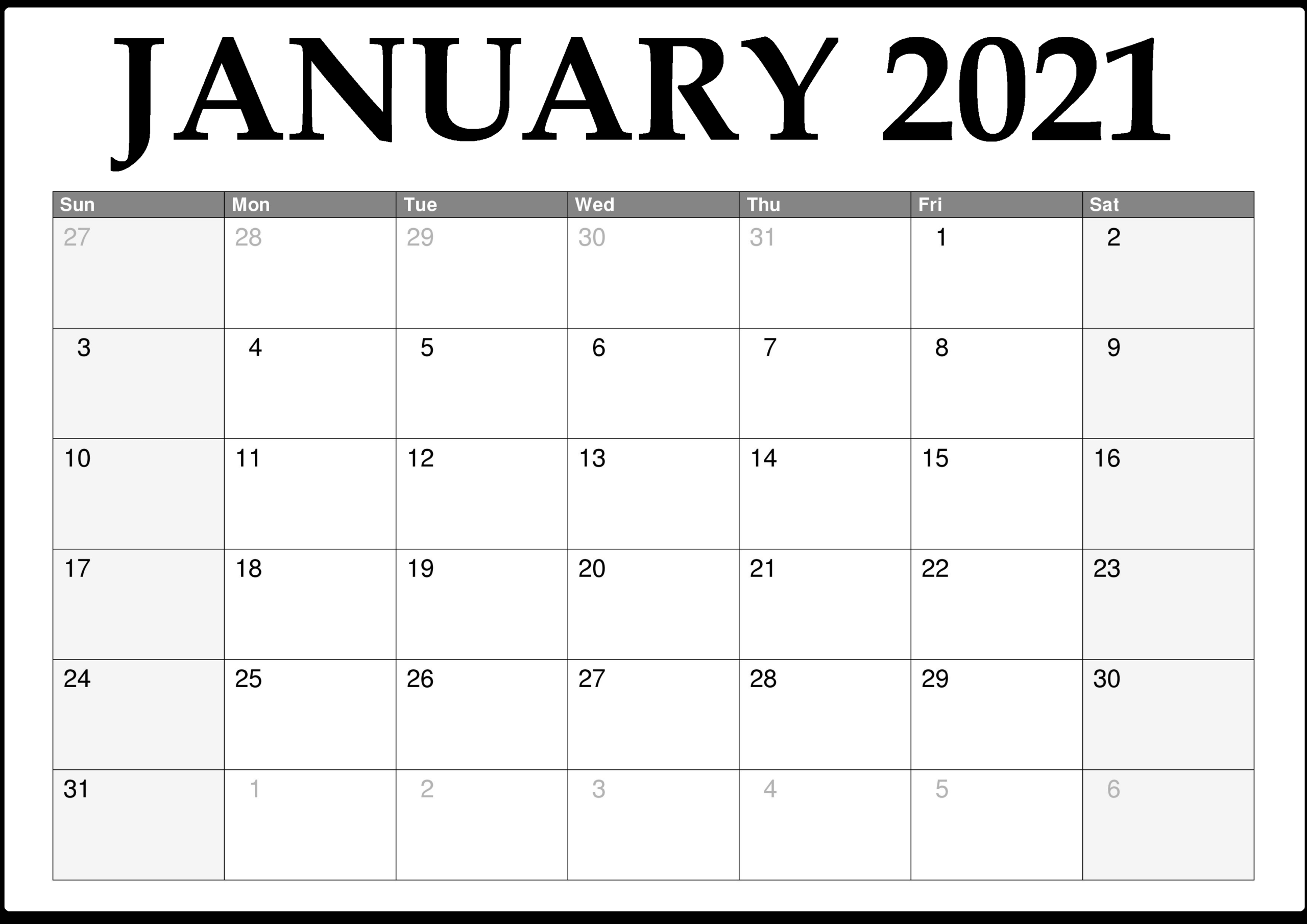 January 2021 Calendar Word Download : Editable Calendar-Calendar 2021 Template Word