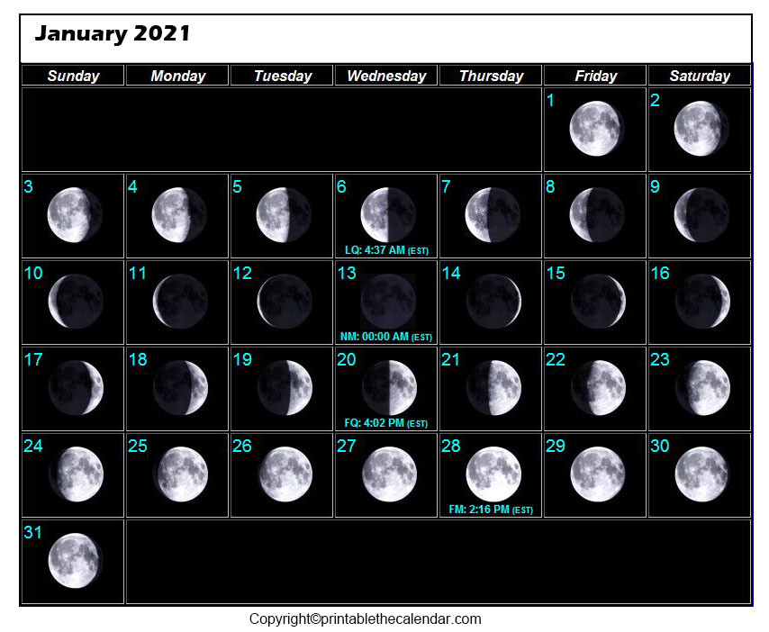 January 2021 Full Moon Calendar | Printable The Calendar-Printable Yearly Full Moon Calendar For 2021