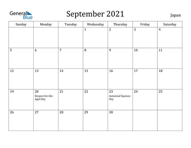 Japan September 2021 Calendar With Holidays-Daily Holiday Calendar September 2021