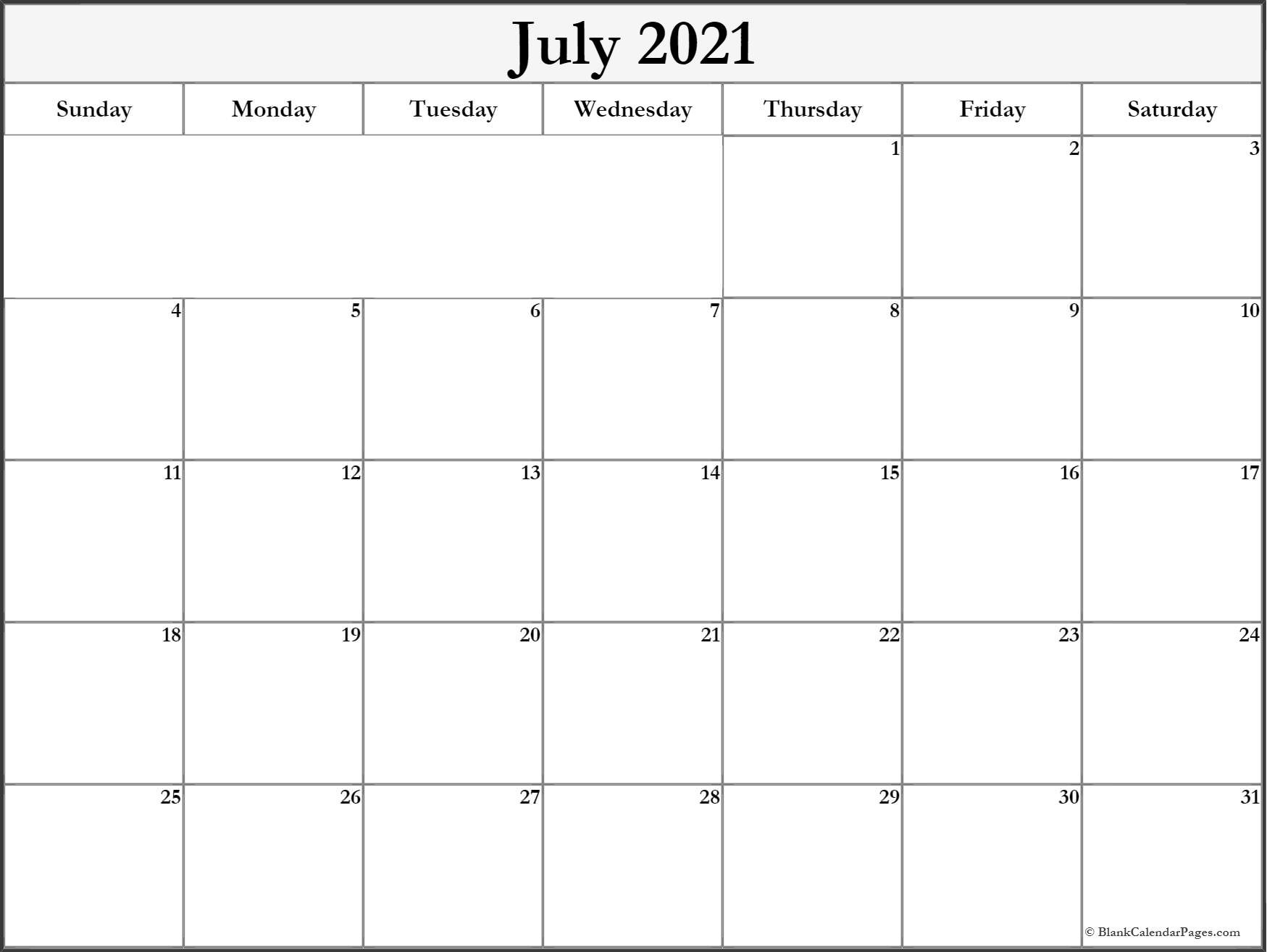 July 2021 Blank Calendar Templates.-Bill Calendar May 2021