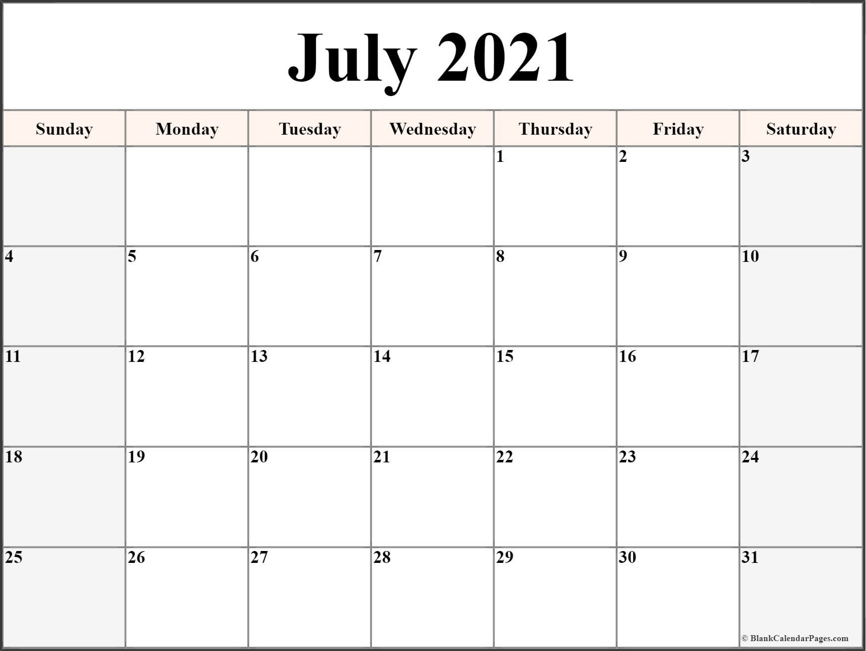July 2021 Calendar | Free Printable Calendar Templates-2021 Printable Monthly Calendar Free
