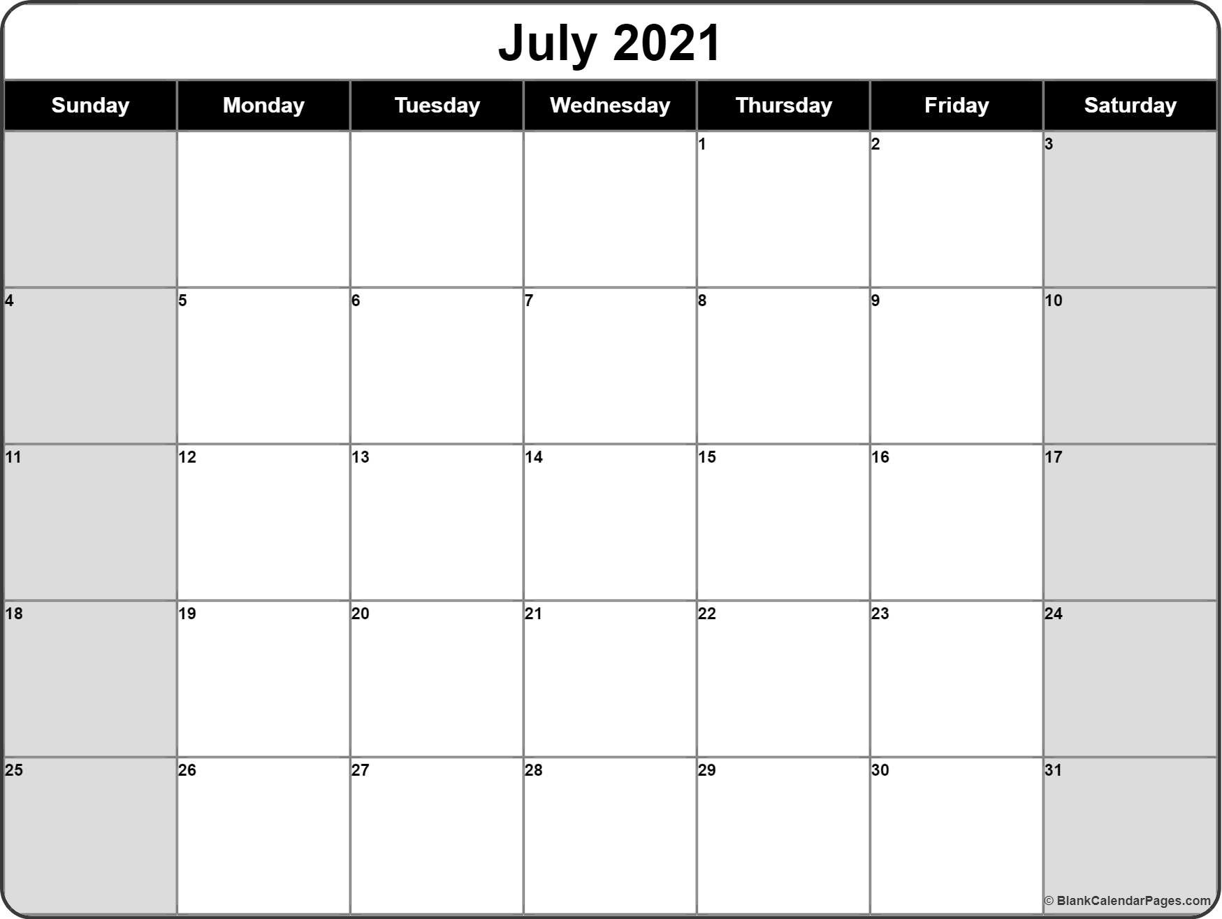 July 2021 Calendar | Free Printable Calendar Templates-Free Monthly 5 Day Schedules For 2021