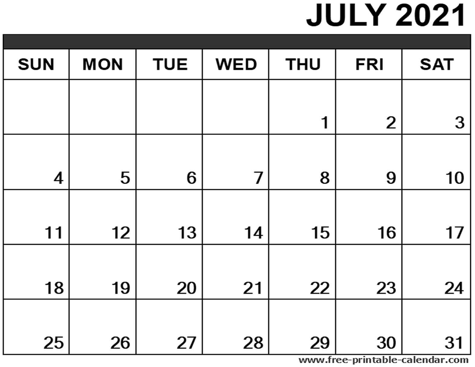 July 2021 Calendar Printable - Free-Printable-Calendar-2021 Monthly Fill In Calendars